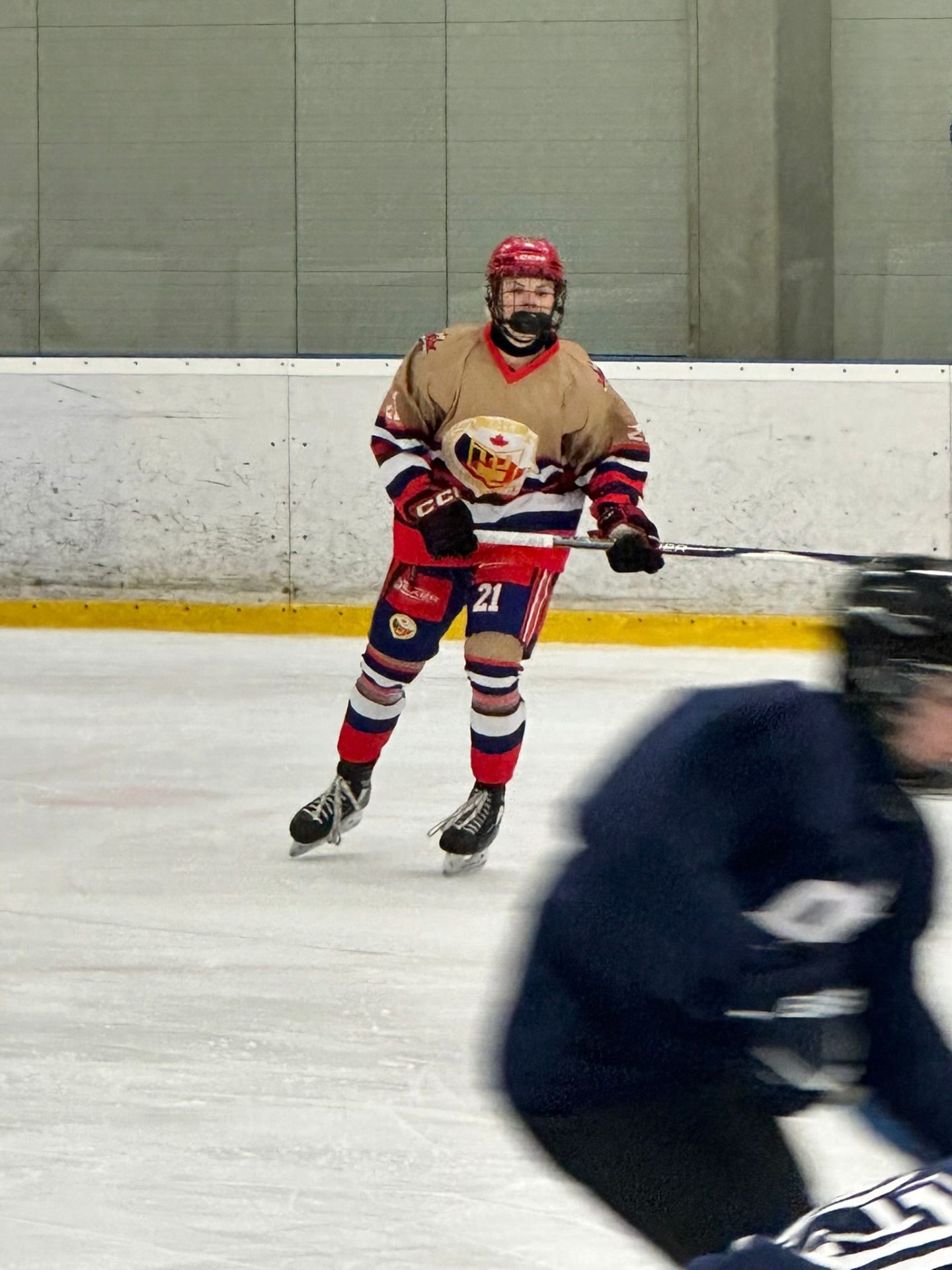 P3 #21 surveying the play on European ice
