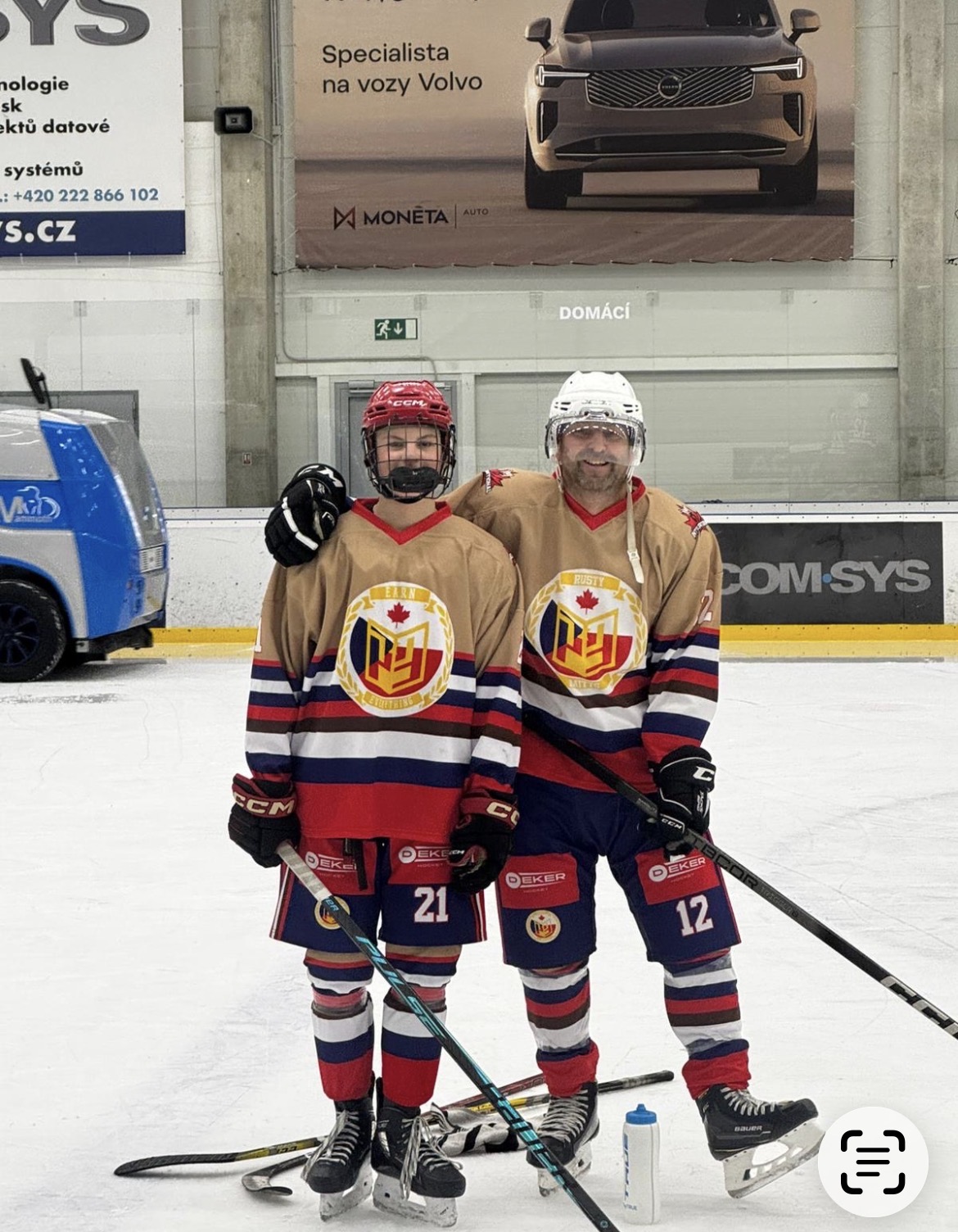 Father-and-son Rusty Mitts moment on Czech ice